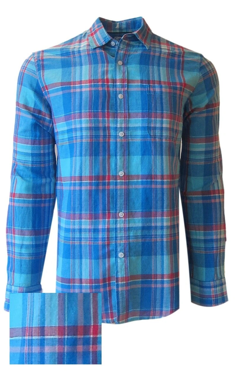 Georg Roth Huntington Beach Men's Turquoise Plaid Button-Up