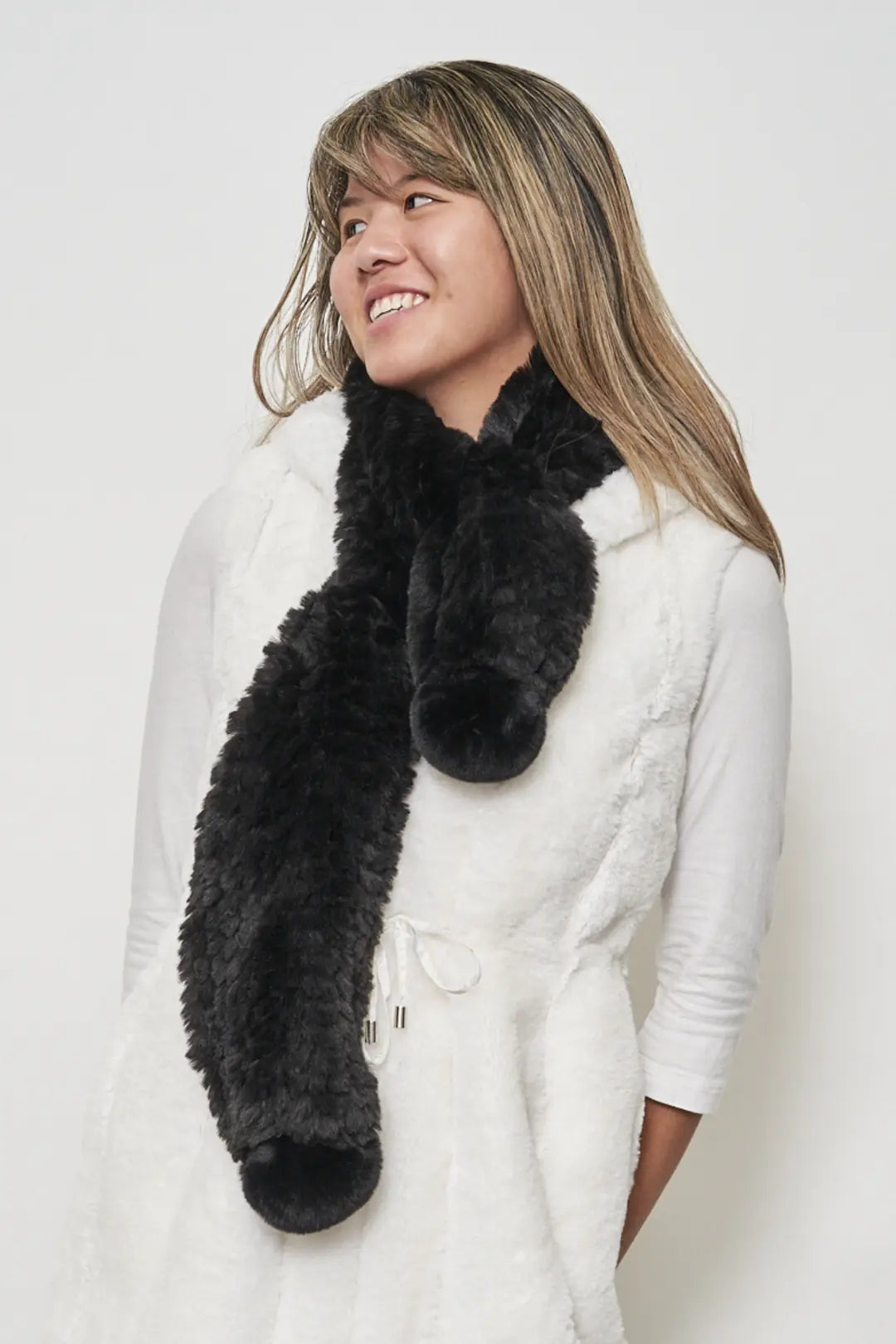 Furious Fur Bunny Hop Pom Scarf