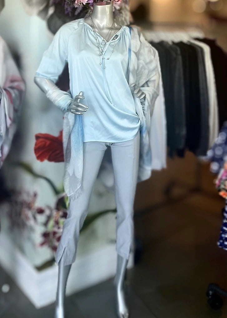 INSIGHT Solid Flowy Bow Blouse