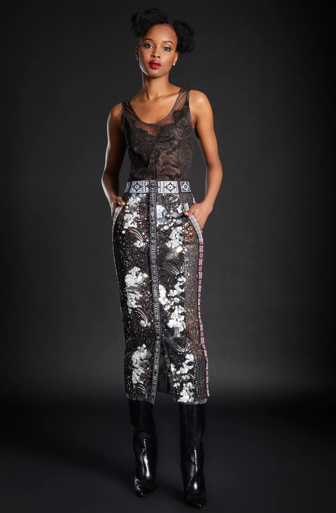 In Earnest Sequin Hobble Skirt