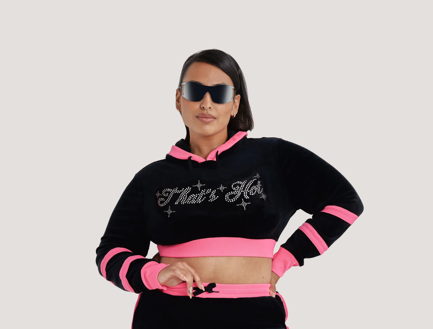 Paris Hilton Tracksuits Shimmer That's Hot Cropped Hoodie