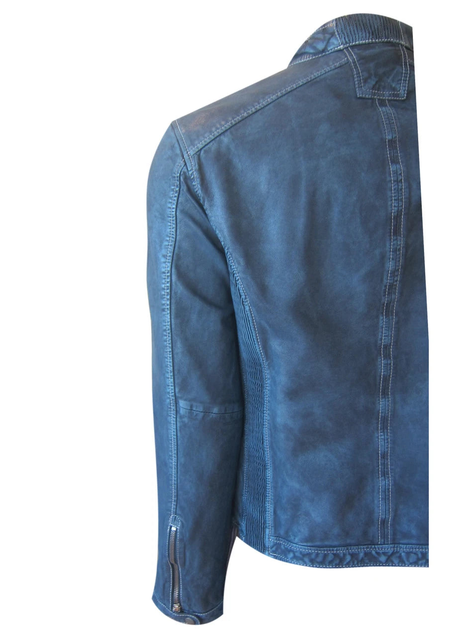 Georg Roth Moto Style Indigo Leather Jacket