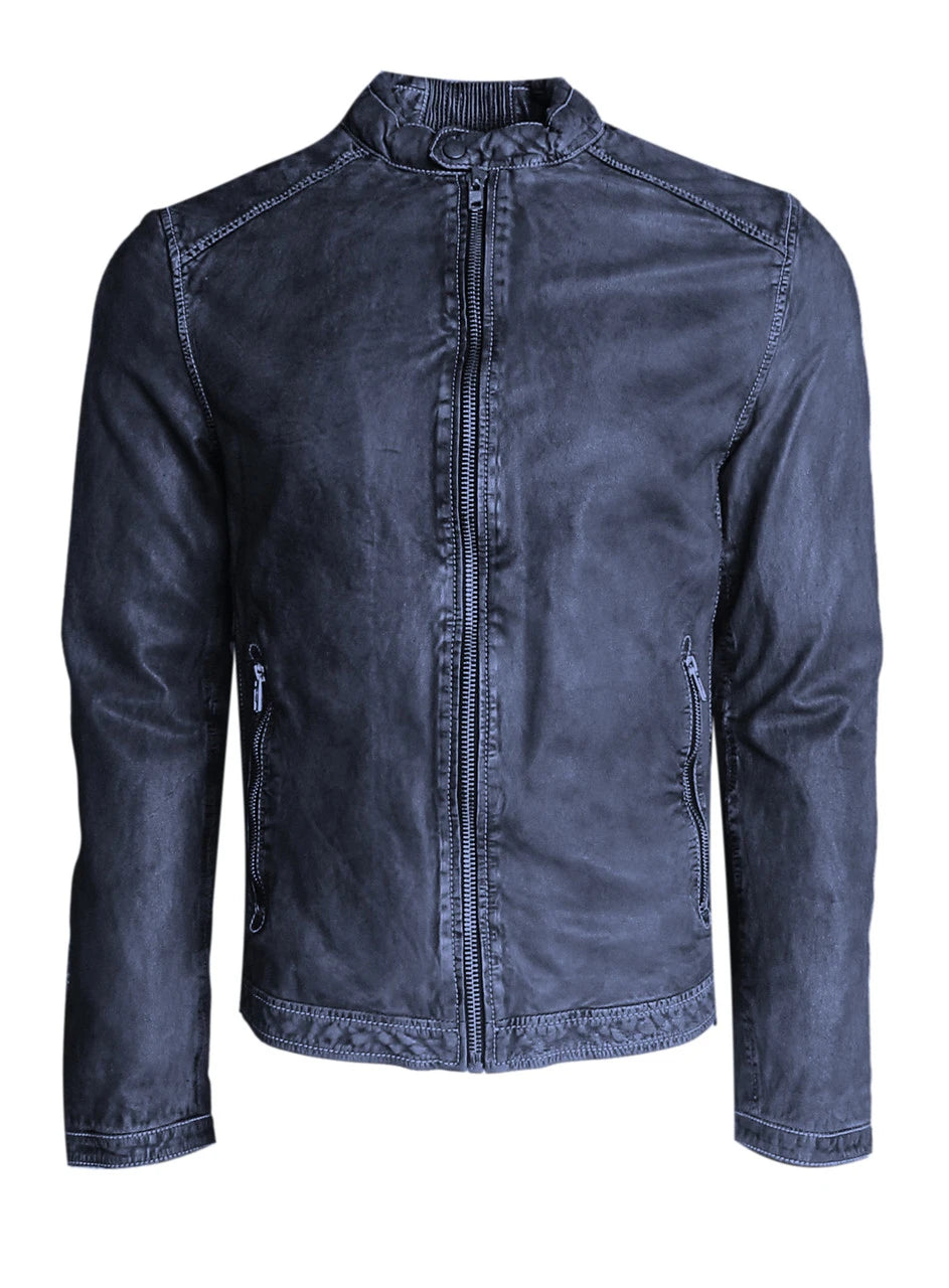 Georg Roth Moto Style Indigo Leather Jacket