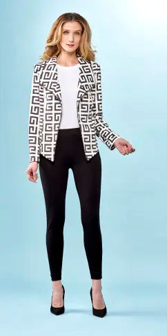 INSIGHT Black & White Geometric Printed Vegan Jacket