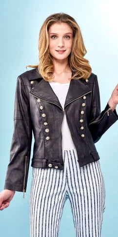 INSIGHT Sailor Buttoned Textured Vegan Jacket