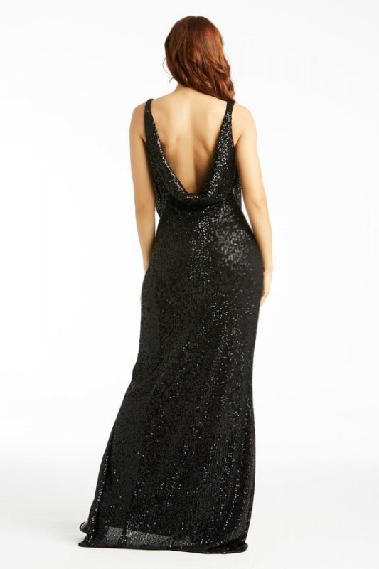 Classic Glam Sequin Halter Slit Maxi Dress