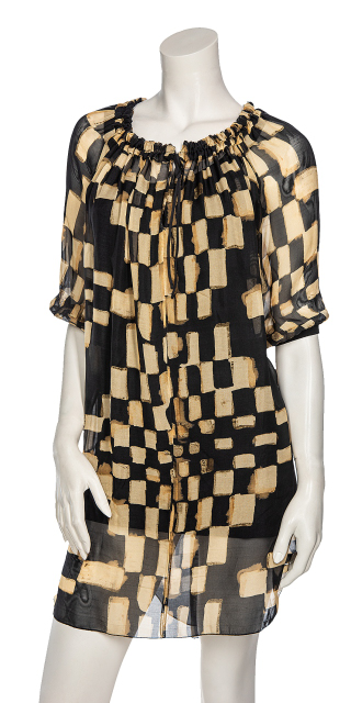 Long Square Patterned Blouse