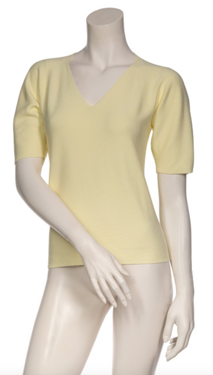 Yellow Knit V-Neck Sweater