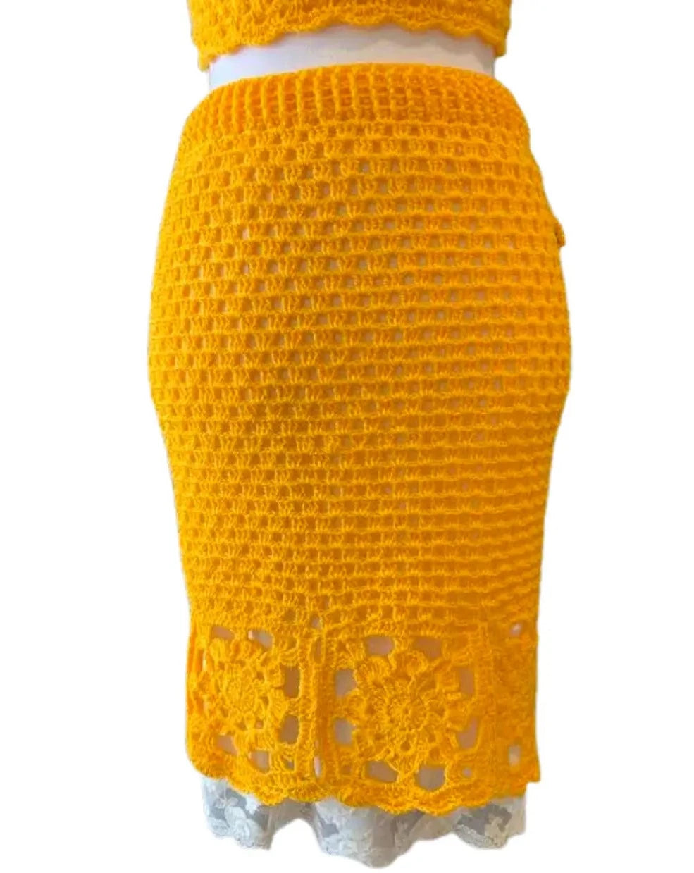 Mary Rock Designs Sunshine Yellow Crochet Two-Piece Beach Set