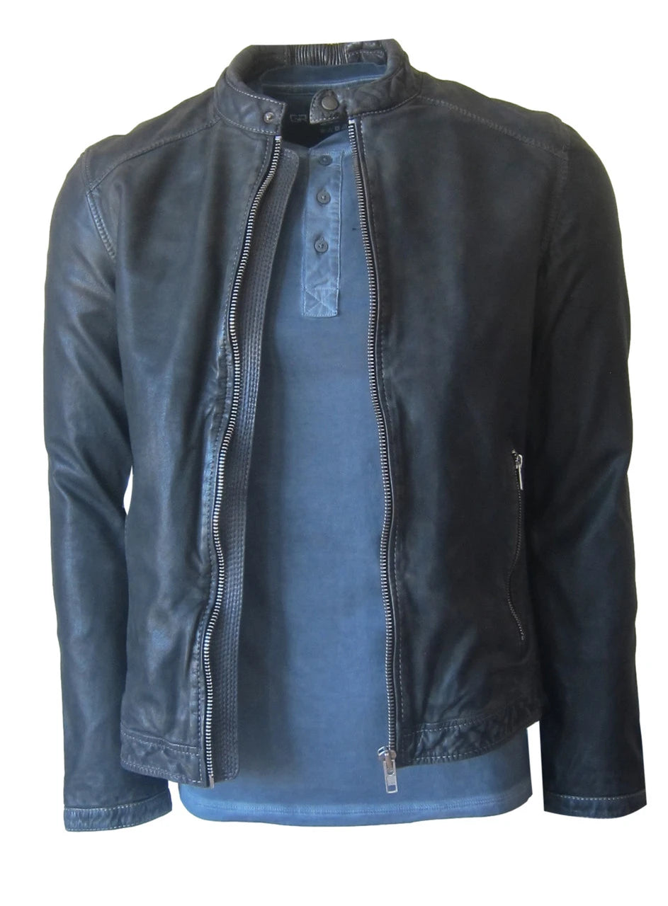 Georg Roth Moto Style Indigo Leather Jacket