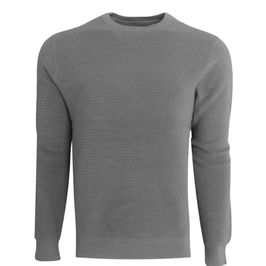 Georg Roth Grey Dimensional Stripe Crew Neck Sweater