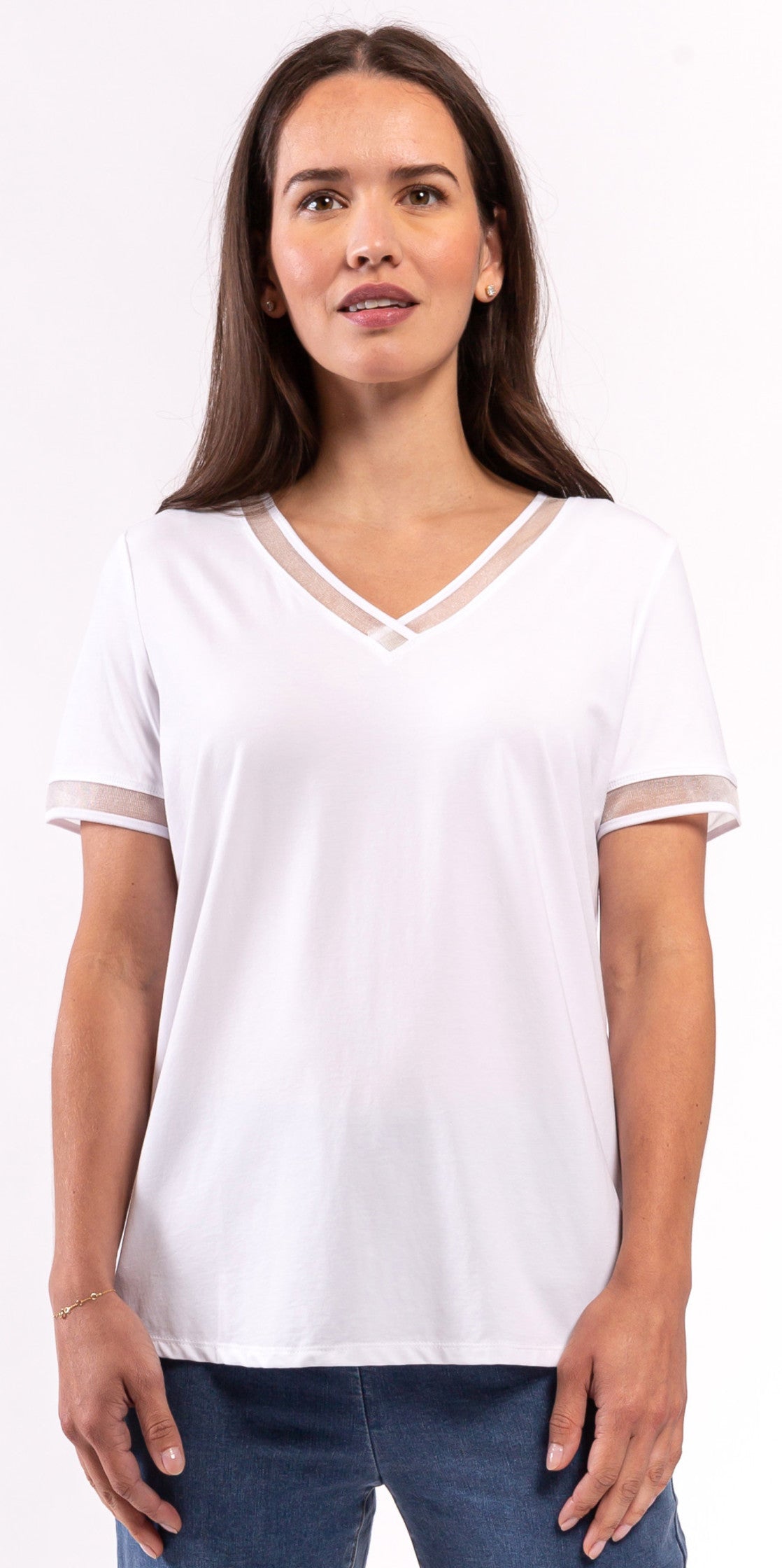 Mesh Lined V-Neck T-Shirt