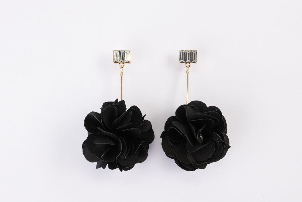 Olivia Crystal Bar Fluff Earrings
