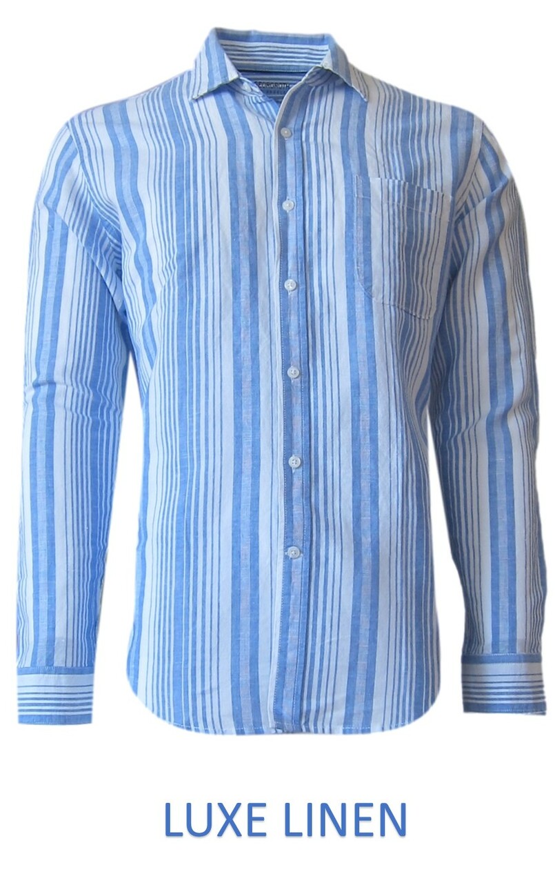 Georg Roth Mendocino Blue And White Striped Linen Shirt