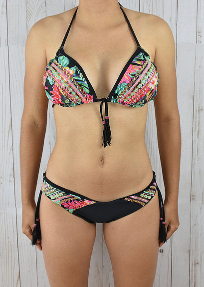 Wayra Beachwear Black-Pink Garden Bikini