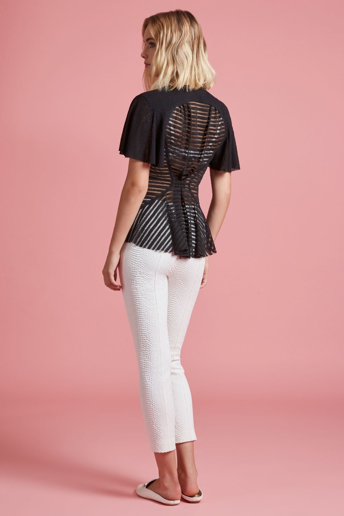 Sheer Stripe Short Sleeve Tee