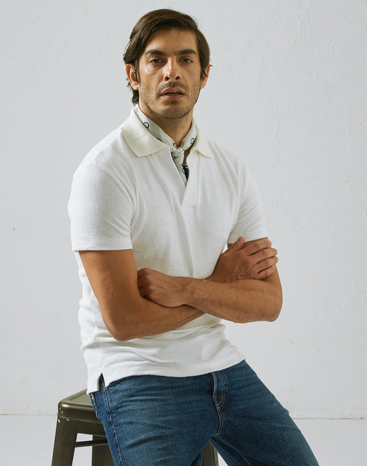 Lardini White Open Collar Polo Shirt