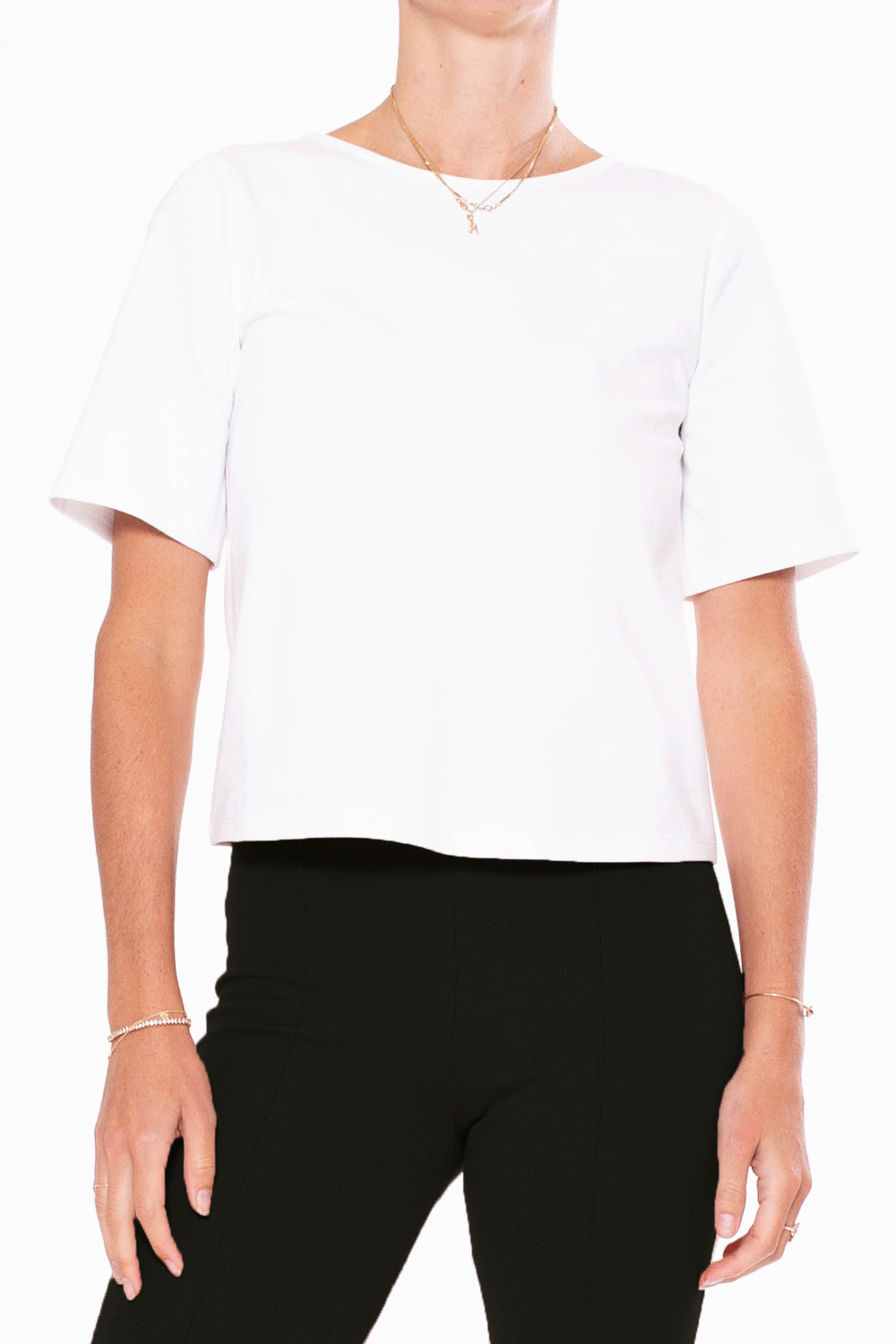 Ponte Knit Short Sleeve Top Extended