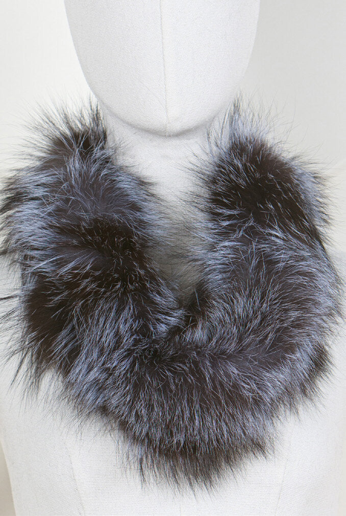 Silver Fox Knitted Infinity Scarf