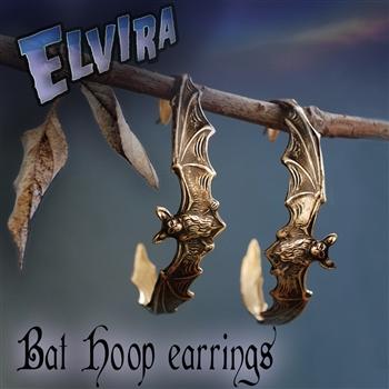 Elvira's Bat Hoop Earrings