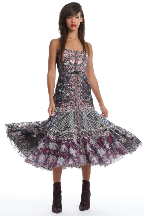 In Earnest Textural Lace Bustier Dress