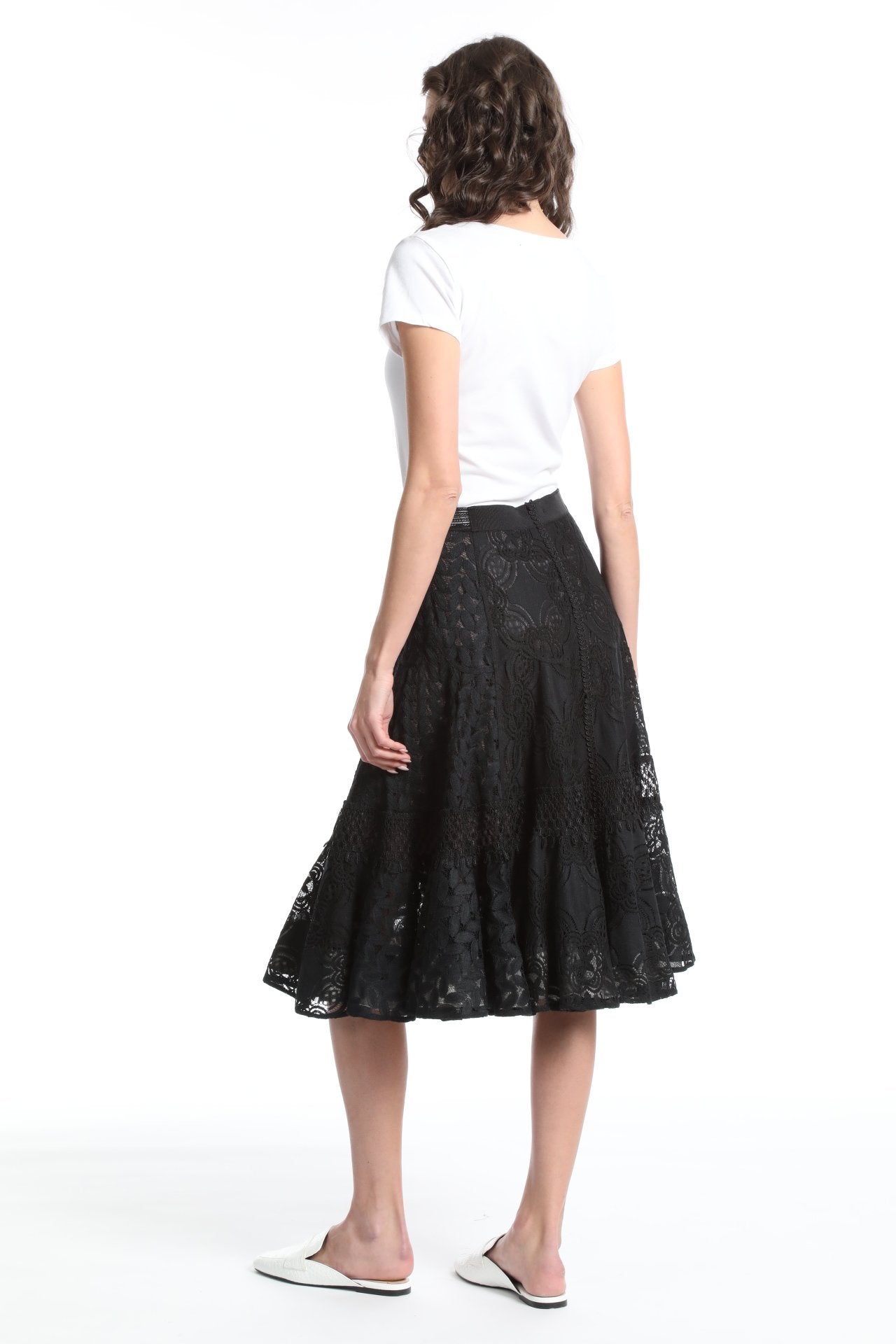 In Earnest Onyx Lace Flared Skirt