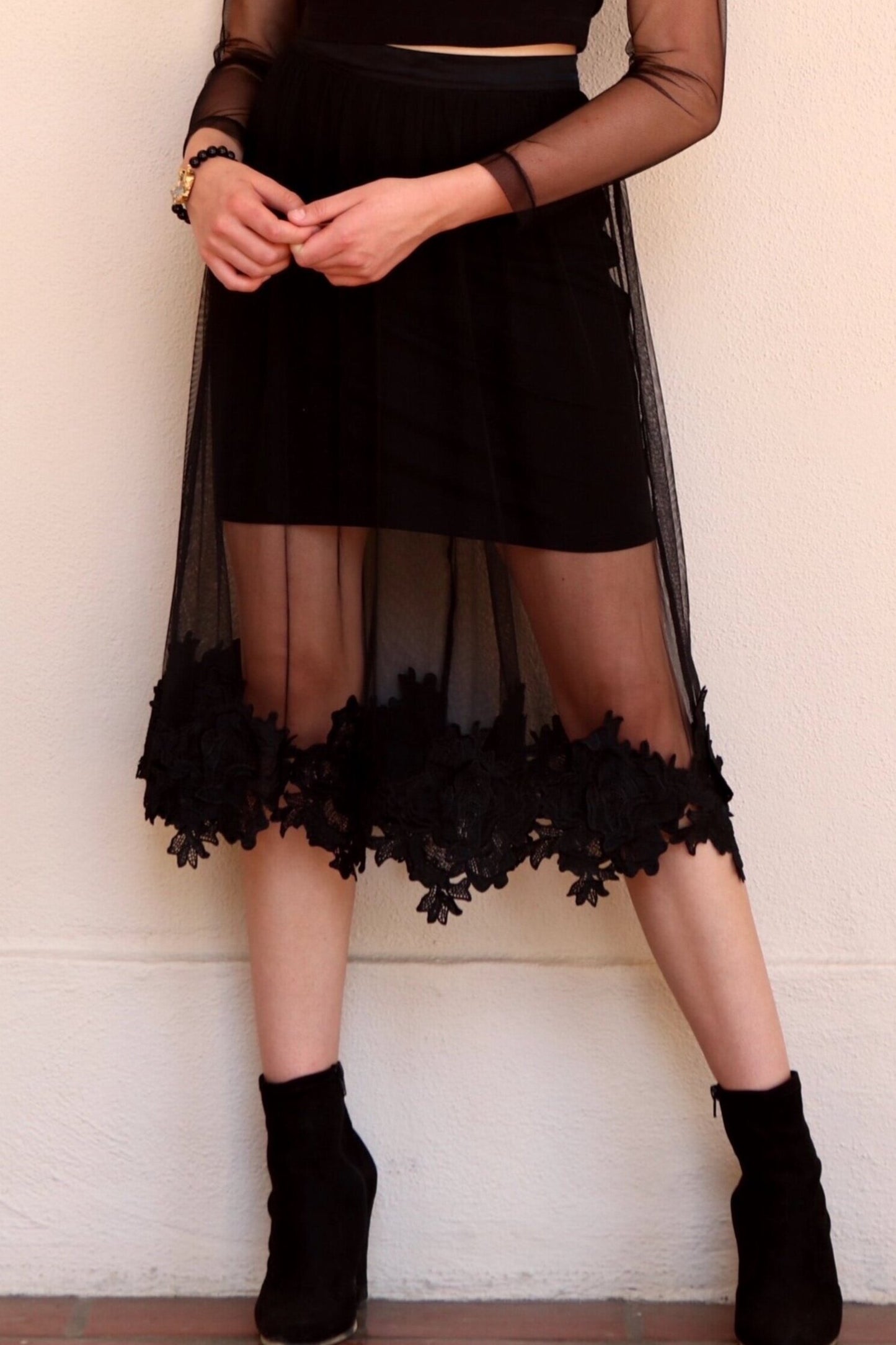 PELLONE Lace Applique Skirt
