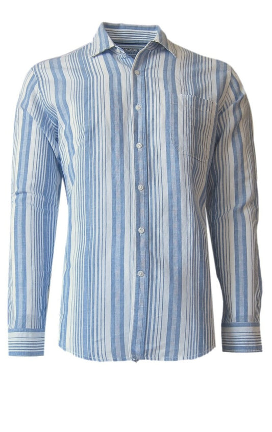 Georg Roth Mendocino Blue And White Striped Linen Shirt