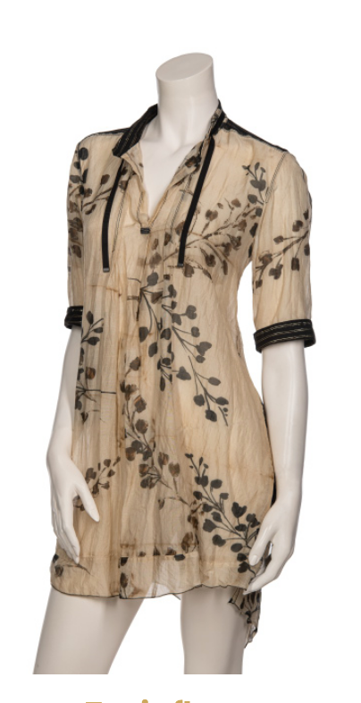 Beige Tunic With Black Flowers