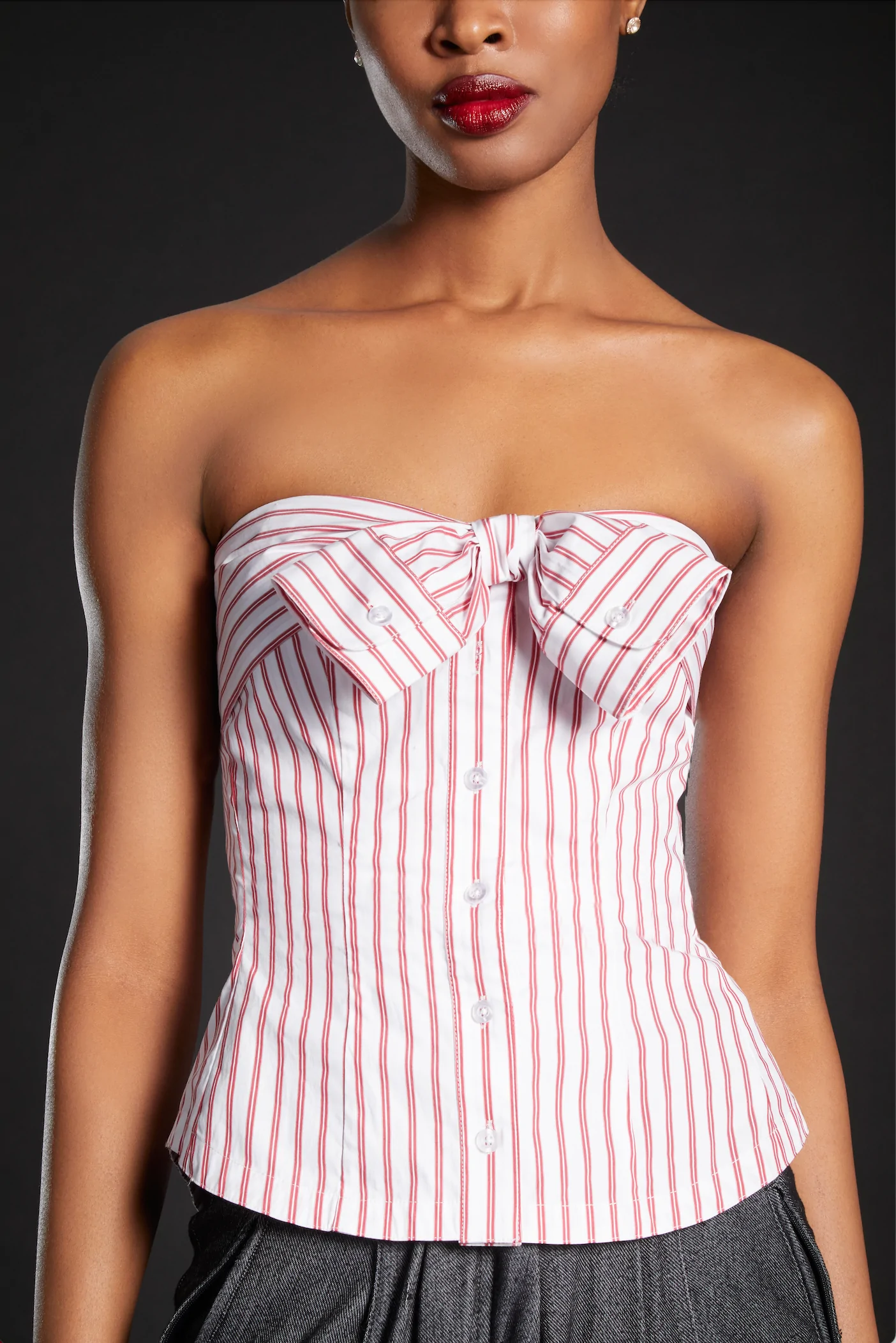 In Earnest White & Red Off The Cuff Bustier