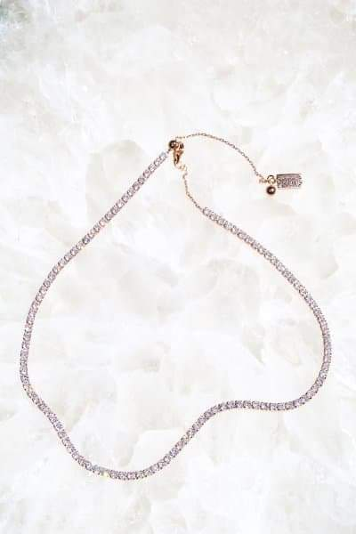 SHIMMER Tennis Necklace in 14K Rose Gold Vermeil