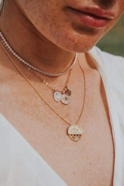 SHIMMER Tennis Necklace in 14K Rose Gold Vermeil