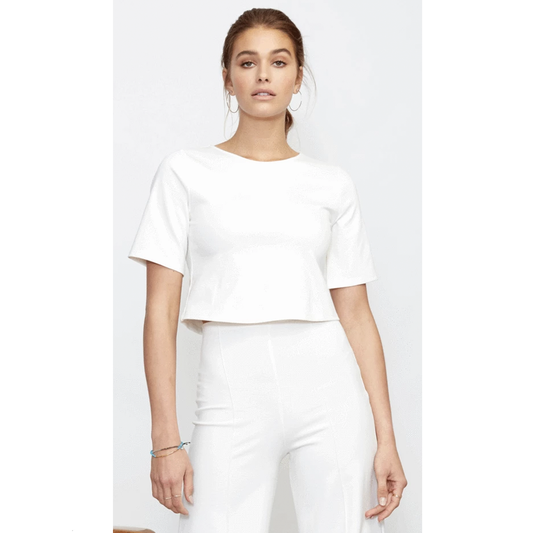 Ponte Knit Short Sleeve Crop Top