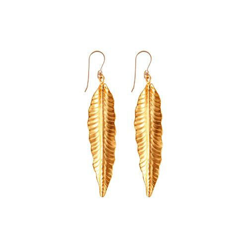 Gold Feather Earrings