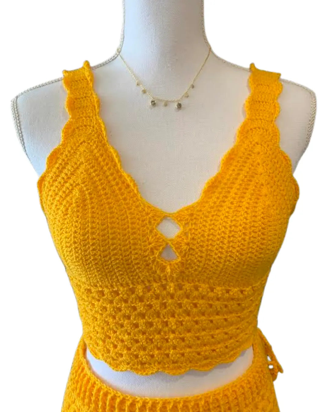 Mary Rock Designs Sunshine Yellow Crochet Two-Piece Beach Set