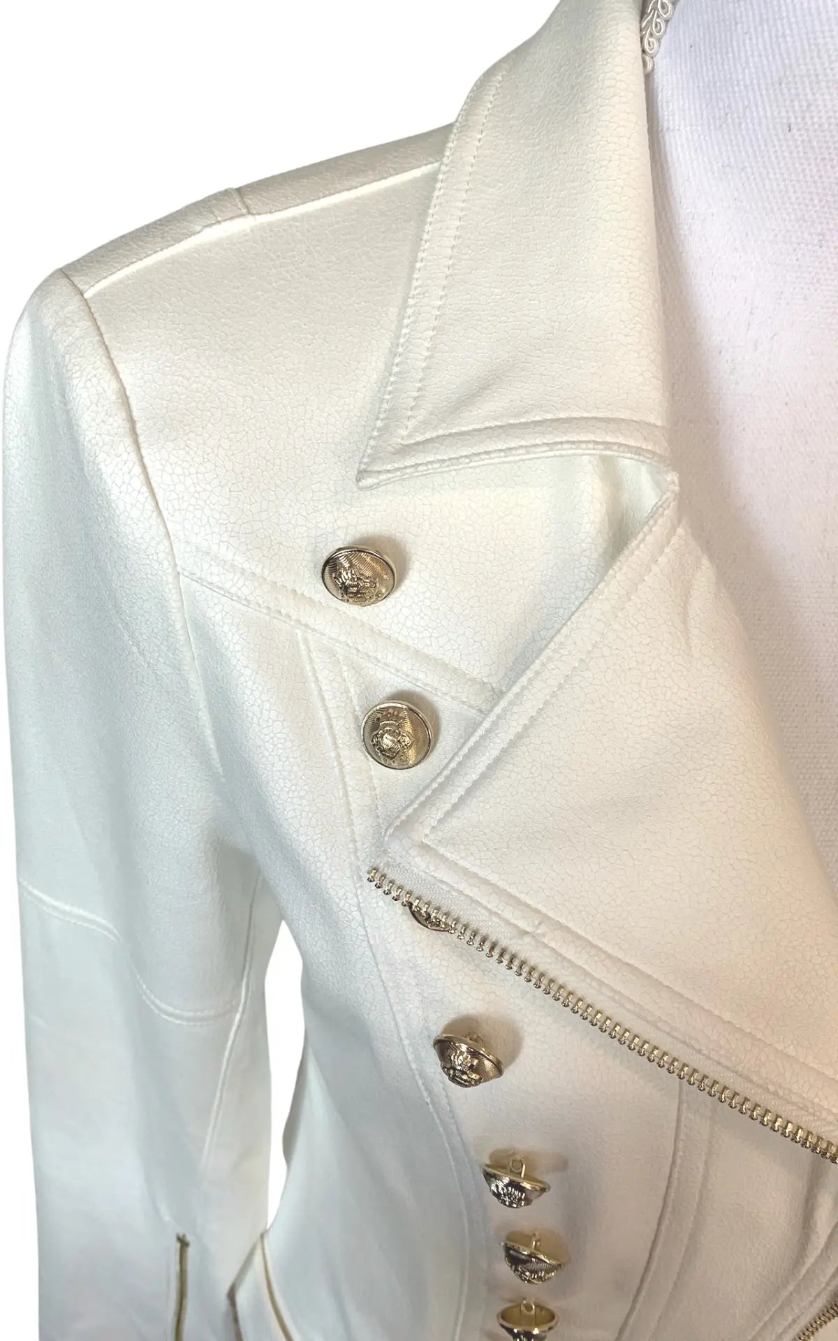 INSIGHT Sailor Buttoned Textured Vegan Jacket
