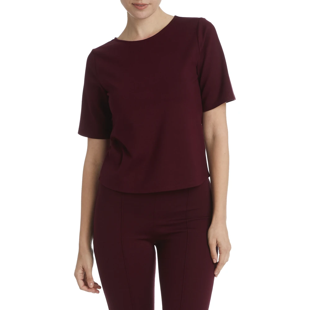 Ponte Knit Short Sleeve Top Extended