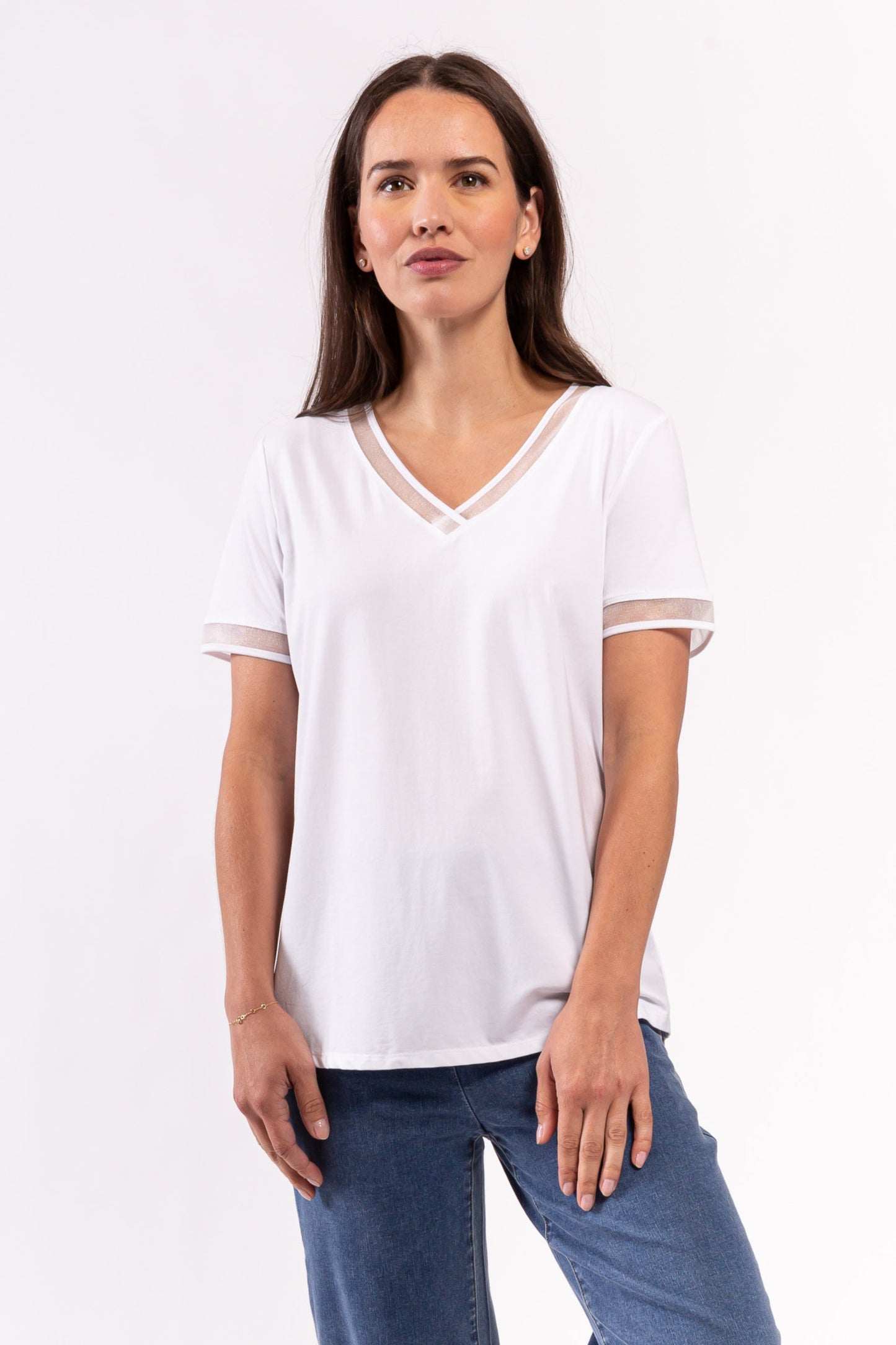 Mesh Lined V-Neck T-Shirt