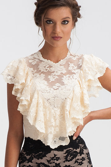 Olvi's Lace Top With Ruffle Detail