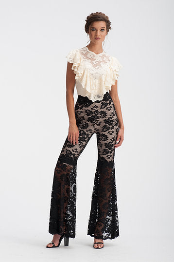 Olvi's Lace Top With Ruffle Detail