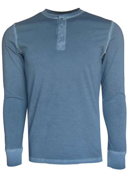 Georg Roth Capri Blue Henley Long Sleeve Shirt