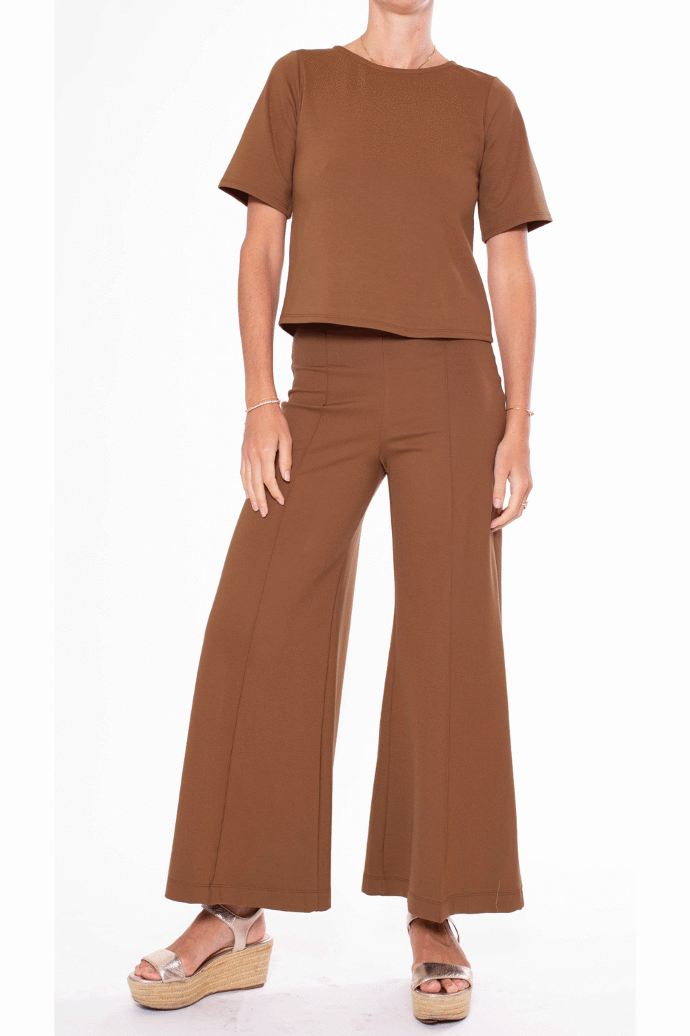Ponte Knit Short Sleeve Top Extended